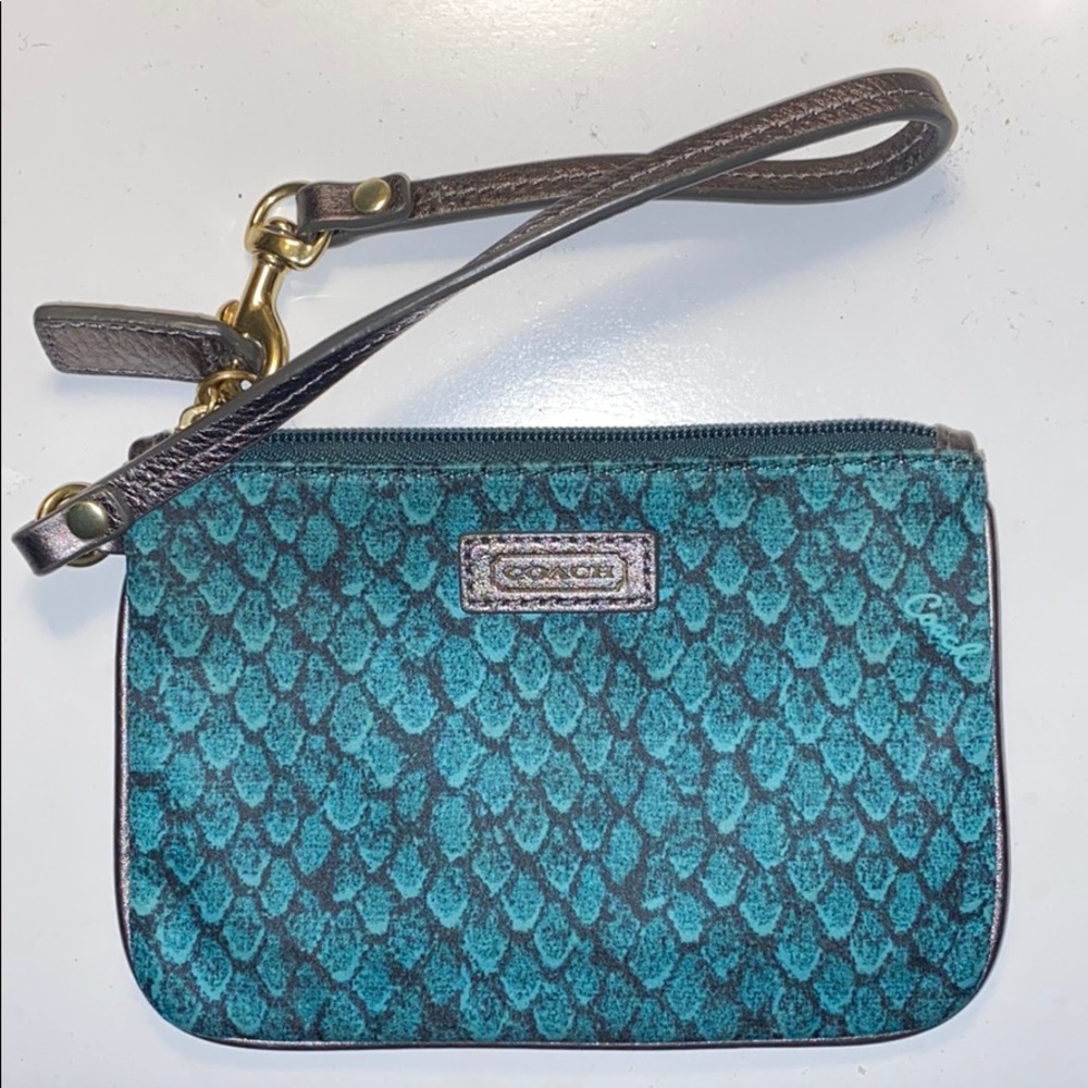 Snakeskin Coach Wristlet Purse